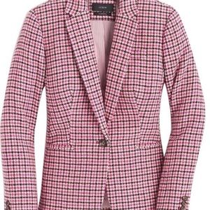 J Crew Campbell Houndstooth Pink Blazer size 8